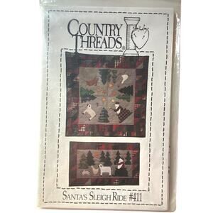 Vtg Country Threads 411 Pattern Santas Sleigh Ride 18x31 Wall Quilt Centerpiece